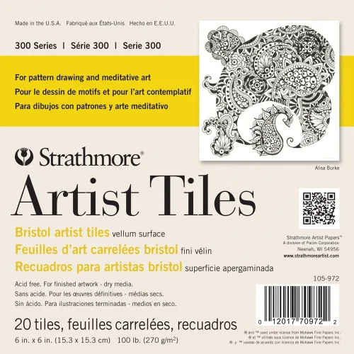 Miniatura 3 de Strathmore Azulejos de acuarela de la serie 400, prensa en frío, 6 x 6 pulgadas, 10 hojas, color blanco