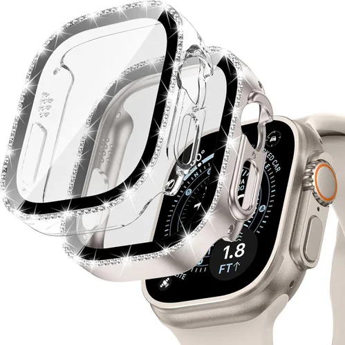 Miniatura 12 de Goton - Pack de 2 Fundas Bling para Apple Watch con Protector de Pantalla 40mm SE 3/2/1, Series 6/5/4, Funda con Purpurina para Mujer con Diamantes