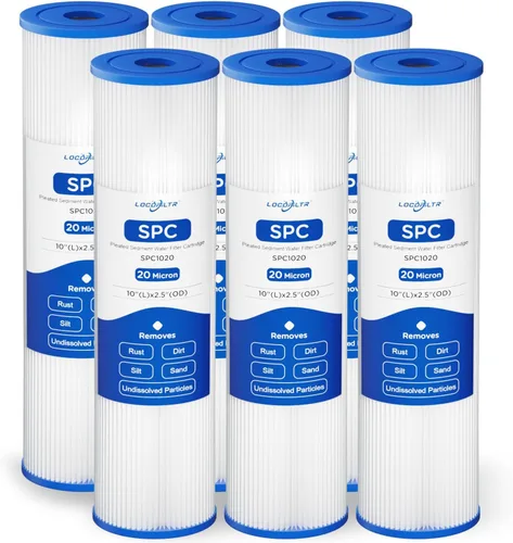 Cartucho de repuesto de filtro de agua de sedimentos plisado para toda la casa de 20 micrones de 10" x 2.5" para agua de pozo, compatible con