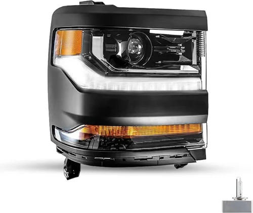 Miniatura 11 de JSBOYAT HID/Xenon para Chevy Silverado 1500 2016-2019 Conjunto de Faros Delanteros de Repuesto Proyector LED DRL Estilo OE de Fábrica Par Juego