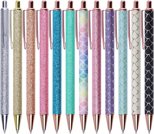 U-RIGHT 12 bolígrafos elegantes para diario, bonitos bolígrafos para mujeres, bolígrafos retráctiles y divertidos para enfermeras, camareras