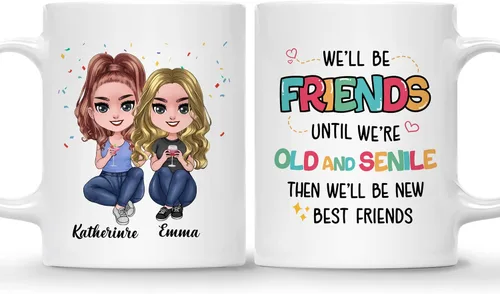 Miniatura 21 de Gossby Taza de café personalizada de la amistad, regalo personalizado Besites para mujeres con diseño de muñeca, nombre, cita – cumpleaños, Navidad