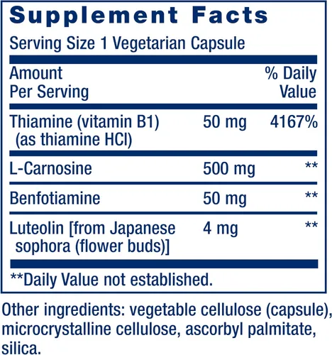 Miniatura 3 de Life Extension Super Carnosina, L-carnosina, luteolina, vitamina B1, apoyo muscular, recuperación del ejercicio, salud cardíaca, sin gluten, sin