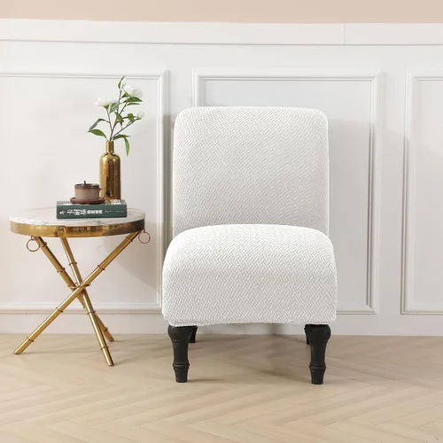Miniatura 11 de LiveGo Funda para silla decorativa sin brazos, de elastano, extraíble, para silla sin brazos, protector de muebles para sala de estar, comedor, Beige