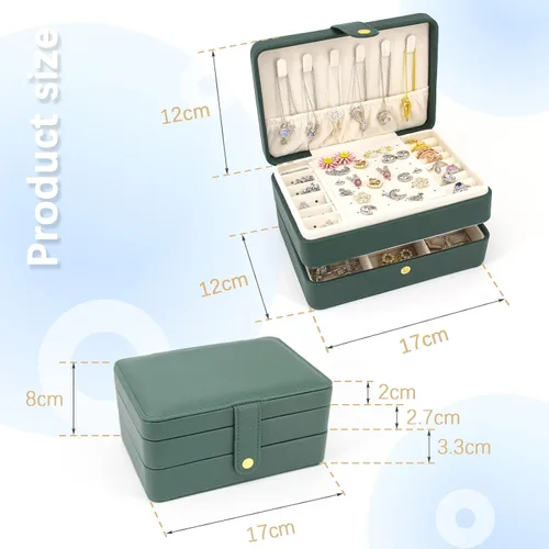 Miniatura 5 de KOOAAICCHI Joyero pequeño, organizador de joyas de viaje, cajas de joyería portátiles para mujeres y niñas, regalo de doble capa, soporte de joyería