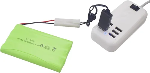Miniatura 3 de 2 pilas recargables AA de 9.6 V 2800 mAh con enchufe Tamiya con cable de carga USB para coches de juguete a control remoto, camiones, tanques