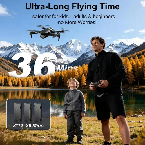 Miniatura 3 de Drones 4K con cámara para adultos, dron plegable para principiantes con 3 baterías, tiempo de vuelo de 36 minutos, dron de transmisión HD FPV, mini