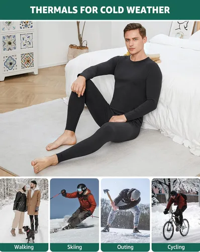 Miniatura 3 de INNERSY Conjunto de ropa interior térmica para hombre, ligero, capa base, pantalones largos para ejercicio de invierno