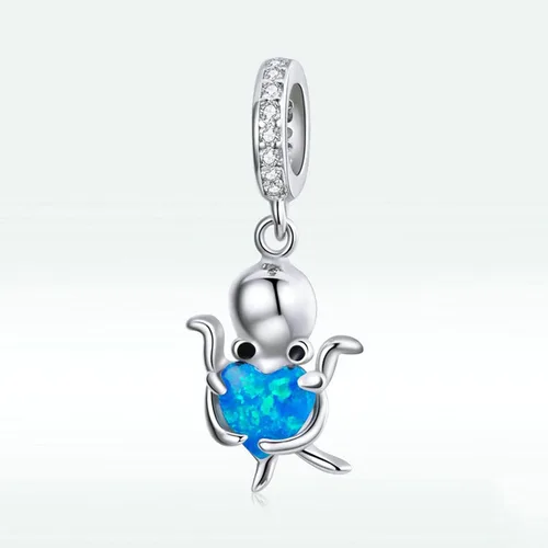 Miniatura 2 de Dije de tortuga marina de plata de ley 925 con diseño de pez y estrella de mar para pulsera Pandora