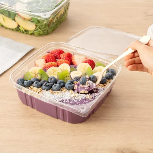 Miniatura 6 de Restaurantware Tamper Tek - Contenedores para llevar de 48 onzas, 100 recipientes a prueba de manipulaciones, tapa con bisagras, recipientes