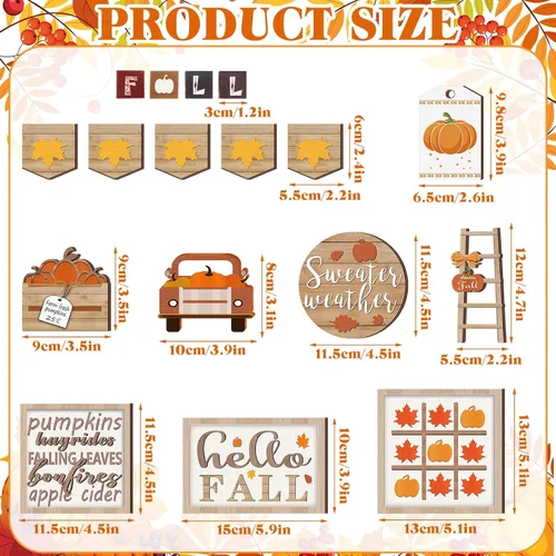 Miniatura 2 de FairySandy Juego de 14 piezas de decoración de bandejas escalonadas para Acción de Gracias, juego de decoración de bandejas escalonadas de calabaza