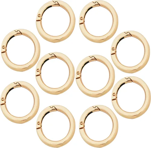 Miniatura 8 de 10 mosquetones redondos pequeños de 1 pulgada (0.984 in), ganchos de metal con resorte de resorte, accesorios de bricolaje para llaveros, bolsas