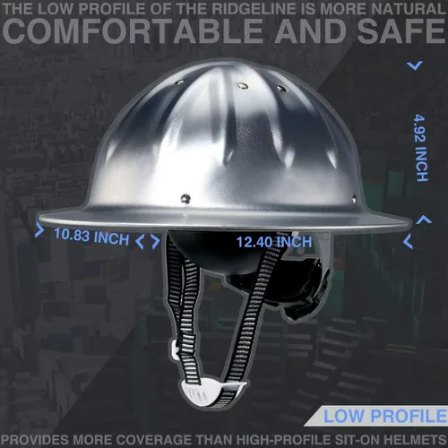 Miniatura 5 de Casco de seguridad de aluminio con suspensiones de trinquete, gorra de seguridad plateada, talla única, se adapta a la mayoría