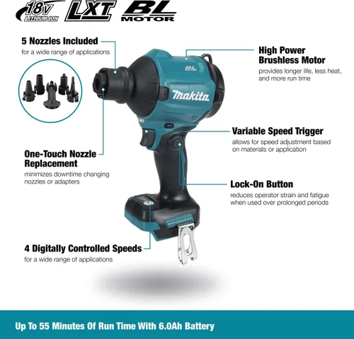 Miniatura 2 de Makita DAS180Z - Soplador de polvo sin escobillas de iones de litio LXT de 18V – Baterías y cargador no incluidos