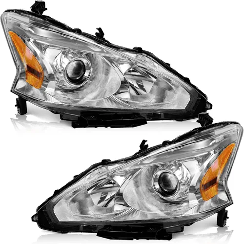 Miniatura 10 de WEELMOTO Faros delanteros para Nissan Altima 4Dr Sedan 2013-2015 2013-2015 reemplazo para 2013 2014 2015 Altima carcasa negra reflector ámbar