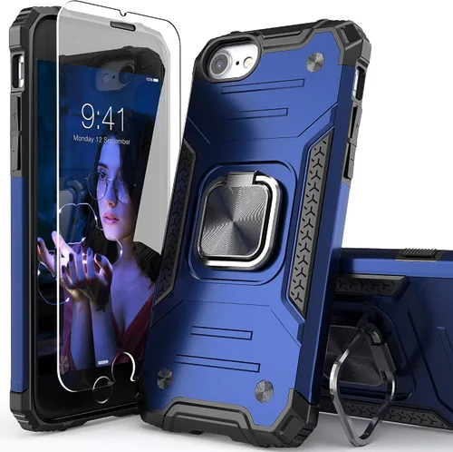 Miniatura 14 de Funda para iPhone SE 2020 con protector de pantalla, a prueba de golpes, con soporte de automóvil, ligera, funda protectora para iPhone 6/6s/7/8/SE