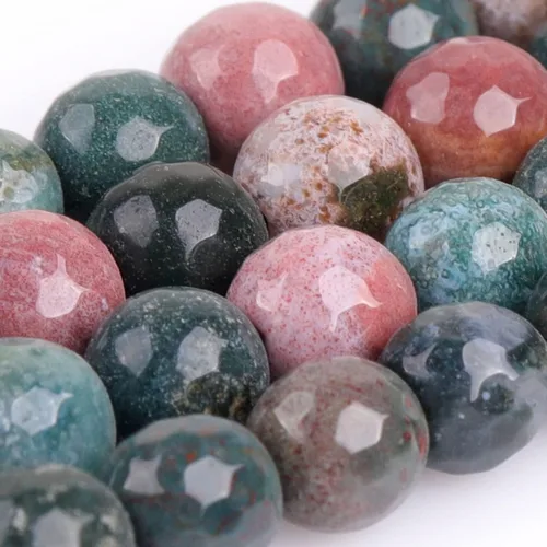 Miniatura 2 de JOE FOREMAN Piedras preciosas naturales de 0.236 in, jaspe oceánico, cuentas sueltas redondas facetadas para hacer joyas, pulseras de 15.0 in