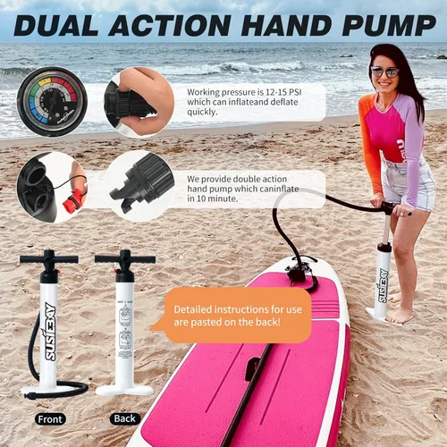 Miniatura 8 de Tabla de remo inflable con accesorios de SUP, tablas de remo inflables para adultos y jóvenes, cubierta de EVA antideslizante, postura amplia, bomba
