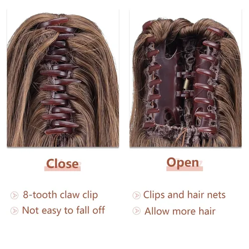 Miniatura 129 de Extensiones de cola de caballo de cabello rubio, extensiones de cola de caballo para mujer, pinza de extensiones de cabello rizado de 12 pulgadas