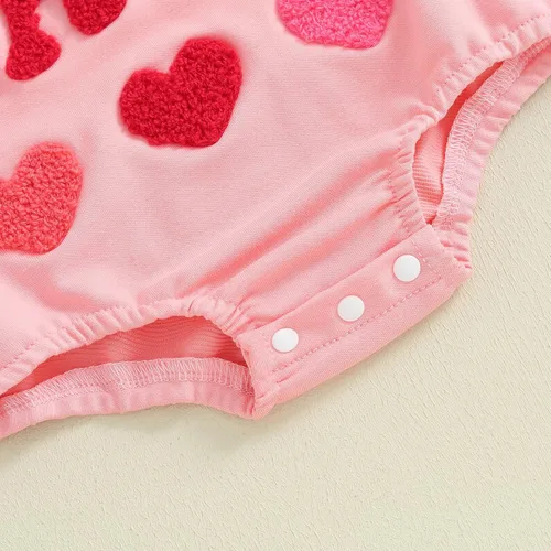 Miniatura 57 de SOLILOQUY Traje de manga larga con cuello redondo para el primer día de San Valentín para bebé niño y niña, mameluco de corazón de amor