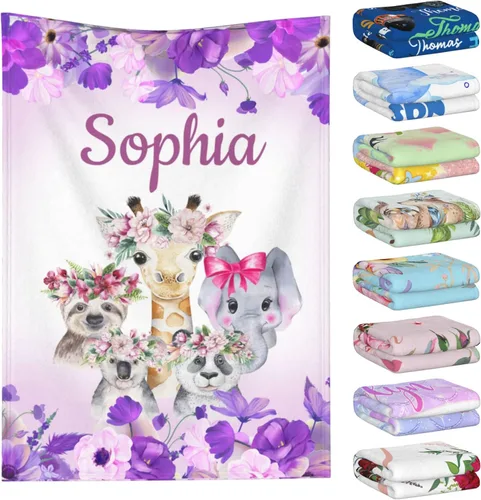 Miniatura 24 de Manta personalizada con nombre para niños y adultos, mantas personalizadas para niñas y niños, manta de franela personalizada con nombre