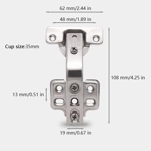 Miniatura 2 de 2 bisagras de puerta de gabinete de esquina de 135 grados, superposición completa oculta, para reemplazar accesorios en cocinas de esquina, plegado