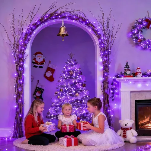Miniatura 3 de LAMPHOME Luces decorativas de Navidad moradas, 150 luces, 31.9 pies, con certificación UL, juego de mini luces para exteriores, Halloween, hogar