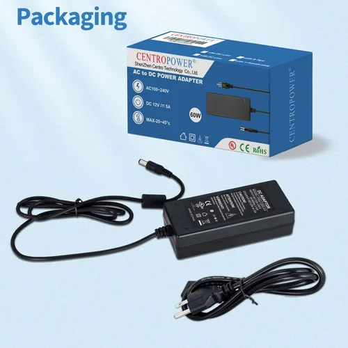 Miniatura 7 de Adaptador de fuente de alimentación 12V 5A, transformador de CA 100-240V a CC 12V, para cámaras de vigilancia de seguridad CCTV, enrutador, luz