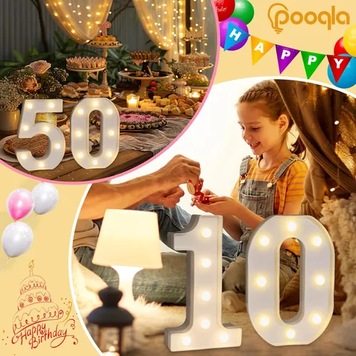 Miniatura 6 de Pooqla Decoraciones de cumpleaños número 13 para niñas y niños, número iluminado para decoración de mesa de fiesta, regalo de cumpleaños 13