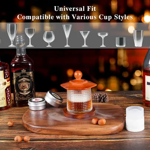 Miniatura 7 de Kit de ahumador de whisky con antorcha - chips de madera de 6 sabores, 2 vasos de whisky giratorios, 2 moldes de bolas de hielo - kit infusor