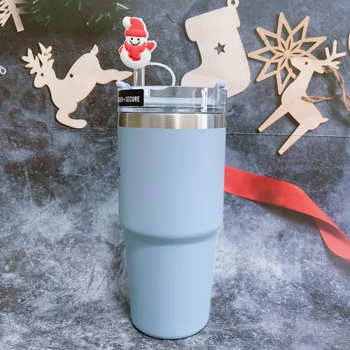 Miniatura 4 de 12 fundas de popote para copa Stanley, cubierta de paja de silicona de Navidad, compatible con vaso Stanley de 30 y 40 onzas, lindo árbol de Navidad