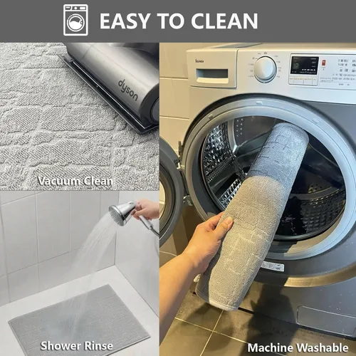 Miniatura 9 de Alfombras de baño finas para debajo de la puerta, de pelo bajo, planas, en relieve, absorbentes, de secado rápido, junto a la bañera, fregadero
