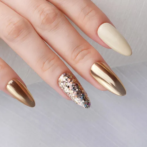 Miniatura 6 de Pretty Diva Polvo Cromado para Uñas - Polvos Cromados para Uñas con Efecto Espejo Dorado Champán, Polvo Cromado Metálico Resaltador para Arte
