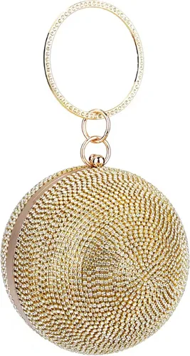 Bolso de mano redondo de cristal para mujer, bolso de noche con diamantes de imitación, lentejuelas brillantes, bolso de hombro con purpurina, bolso