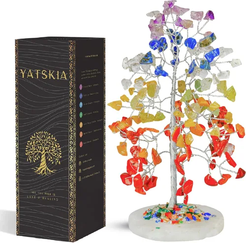 Miniatura 30 de YATSKIA - Árbol de cristal turquesa Feng Shui, alambre, bonsái Buhha, estatua reiki, Chakra curativo energía positiva, buena suerte dinero regalos