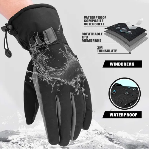 Miniatura 5 de BOSONER Guantes de esquí y snowboard, guantes impermeables de invierno, guantes de nieve para pantalla táctil para clima frío, para hombres