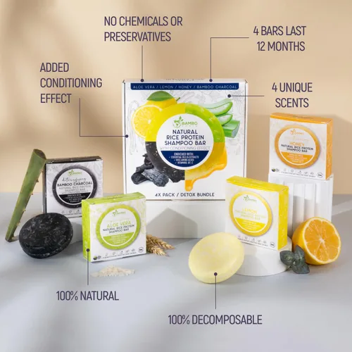 Miniatura 2 de Barra de champú de agua de proteína de arroz sólido con jabón para el cabello con efecto acondicionador - Barras de champú para cabello con todos