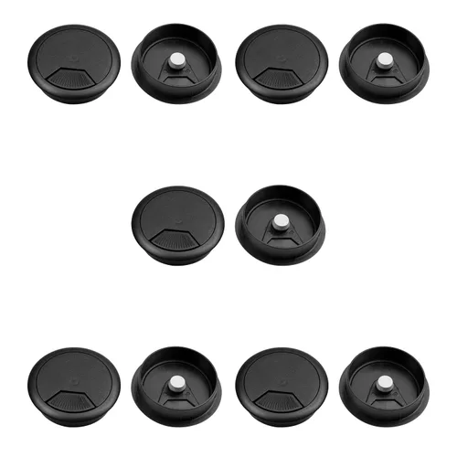 Miniatura 21 de 5 tapas organizadora de alambre de plástico negro con ojales de escritorio de 2-3/8 pulgadas/2.362 in Negro 5 piezas.