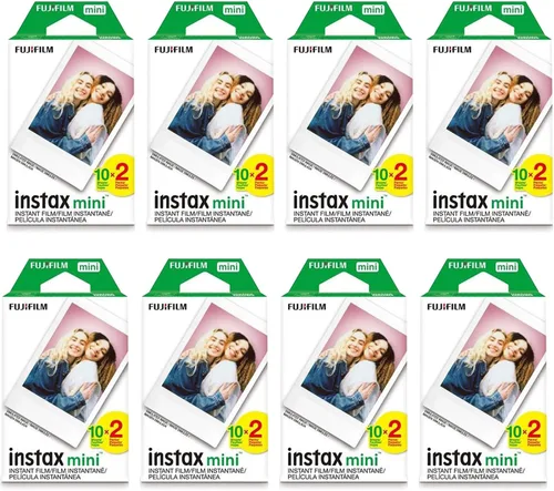 Fujifilm Película instantánea Instax Mini (8 paquetes individuales, 160 imágenes en total) para cámaras Instax