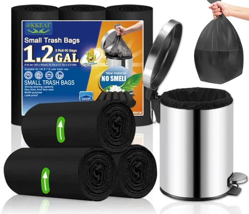 Miniatura 11 de OKKEAI Bolsas de basura pequeñas de 3 galones, 100 unidades, bolsas de basura pequeñas, bolsas de basura pequeñas de 10 litros, para baño, cocina