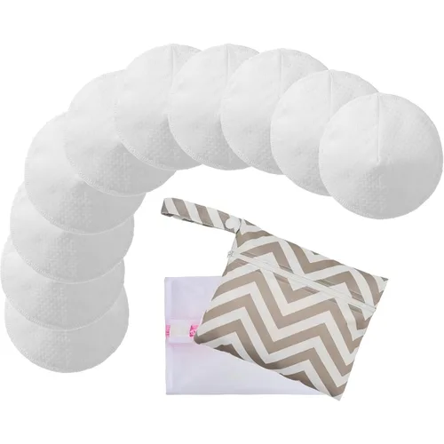 Almohadillas de lactancia reutilizables con bolsas de lavado, paquete de 10 almohadillas de viscosa de bambú para lactancia materna, almohadillas
