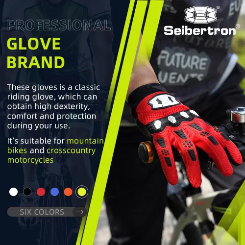 Miniatura 2 de Seibertron - Guantes unisex para bicicleta BMX MX ATV MTB, guantes para bicicleta de montaña, ciclismo, todoterreno/Dirt Bike, guantes de carretera