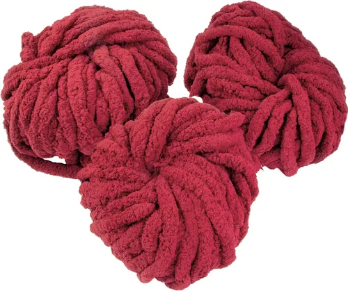 Miniatura 25 de iDIY - Paquete de 3 madejas de hilo grueso (72 yardas), color rosa claro, hilo de felpilla esponjoso perfecto para mantas suaves y de bebé, tejer