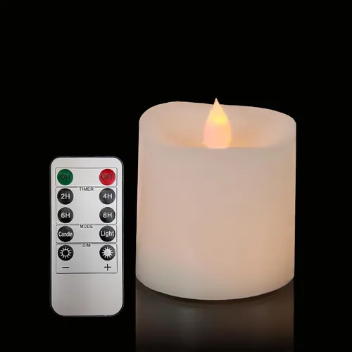 Miniatura 11 de Juego de 2 Velas sin llama parpadeantes de 3x3 pulgadas, cera real LED, pilas de 600 horas, velas con temporizador y control remoto, para bodas
