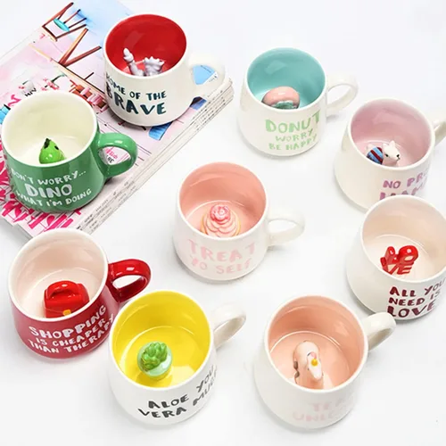 Miniatura 5 de Arawat Bonita taza de café de alpaca con interior de alpacas divertido estampado de alpaca, tazas de café de 11.8 fl oz con cuchara, tazas de té