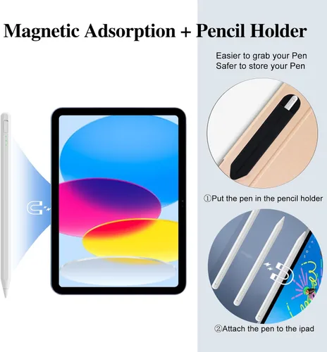 Miniatura 5 de Pluma táctil para iPad 11 y 10.ª generación, carga 14 minutos más rápida, con soporte para lápices, rechazo de palma, sensibilidad a la inclinación
