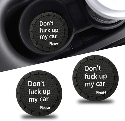UGSHY 2 unidades de posavasos para tazas de coche, 2.75" de PVC antideslizante y aislante con diseño de nido de abeja, decoración, "No estropees mi