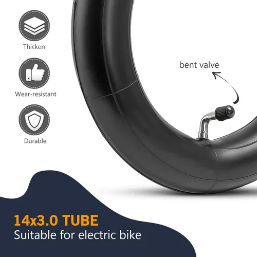 Miniatura 2 de Tubo de 14 x 3.0 con válvula doblada para bicicleta eléctrica Tubo interior de 14 x 3 con diseño grueso para bicicleta eléctrica 2 pzas