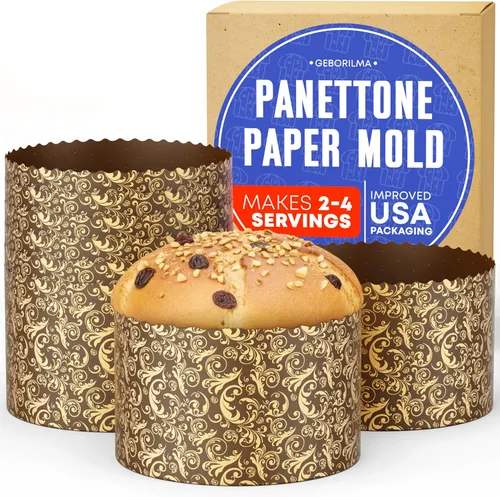 Miniatura 23 de Molde de papel para panettone premium mediano - 18 oz Molde desechable para panettone de 5 pulgadas 500 g - 12 unidades de formas para hornear paska
