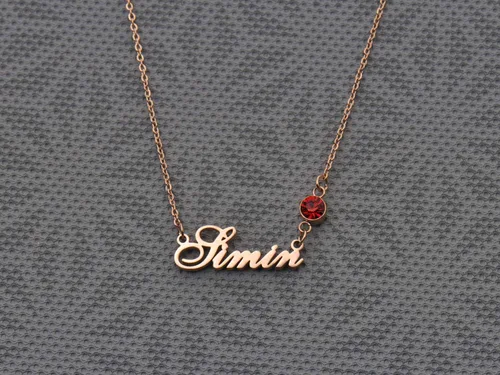 Miniatura 6 de LikeFun - Collar personalizado con nombre de placa de nacimiento para niñas, acero inoxidable, Rose gold